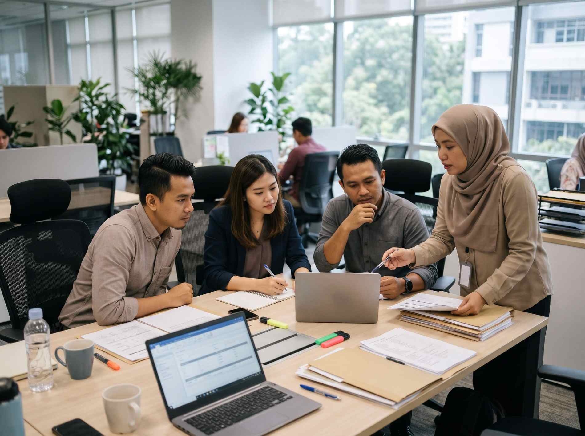 HR professional guiding employees